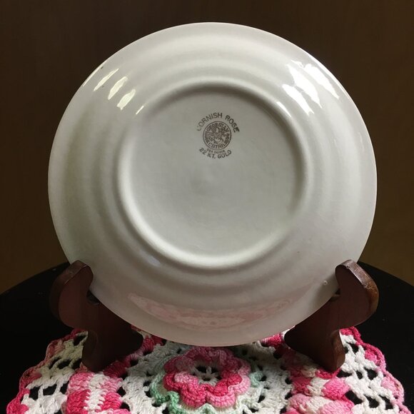 Seven Vintage Cornish Rose 22KT Gold Georgian Fine China Dessert Plates - Picture 7 of 16